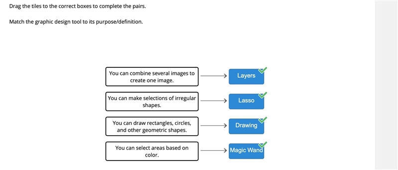 Match the graphic design tool to its purpose/definition.-example-1