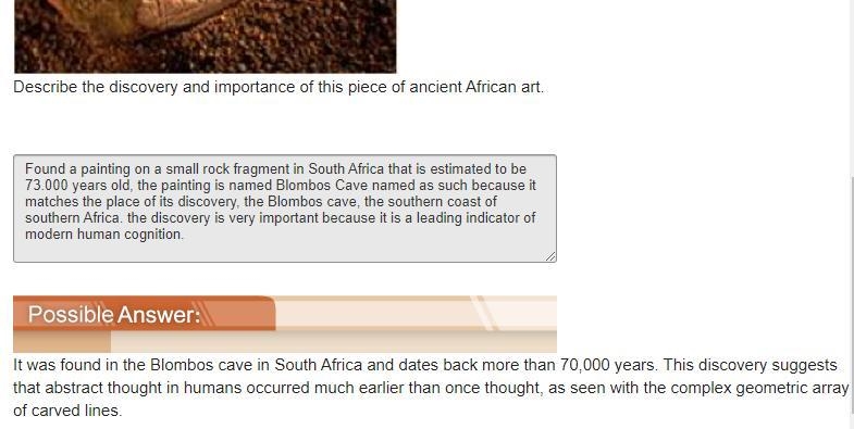 Describe the discovery and importance of this piece of ancient African art. Mark this-example-1