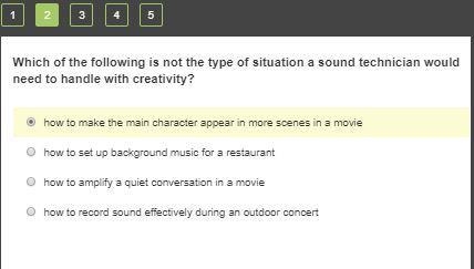 Which of the following is not the type of situation a sound technician would need-example-1