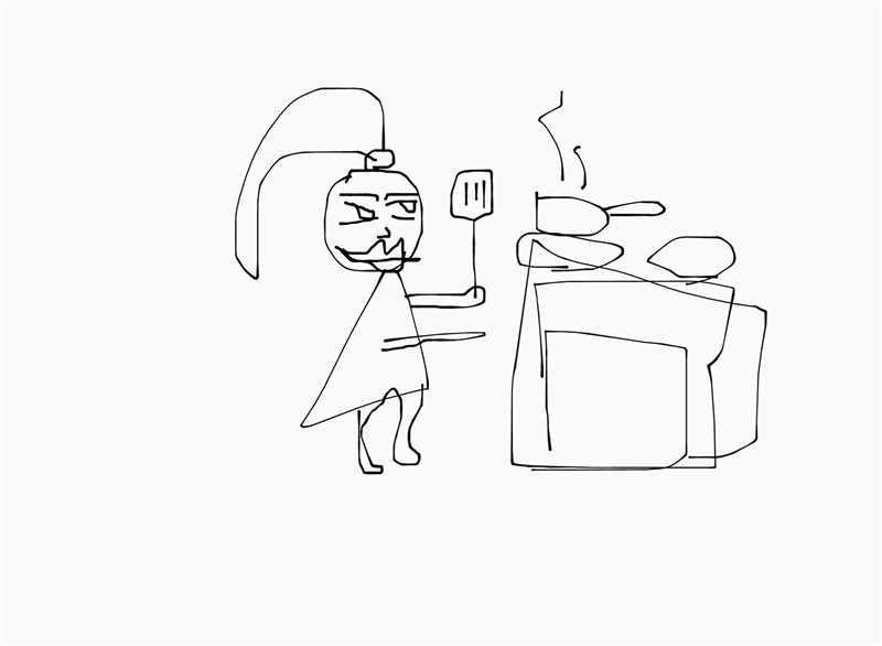 Draw a picture of a lady cooking food.​-example-1