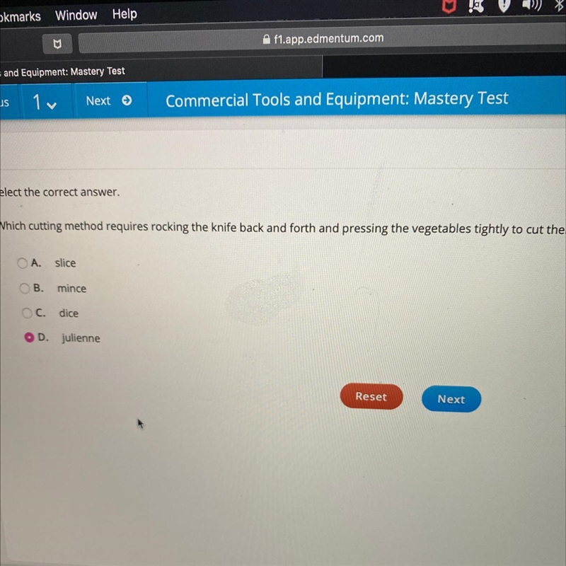 Commercial Tools and Equipment: Mastery Test 1 Select the correct answer. Which cutting-example-1