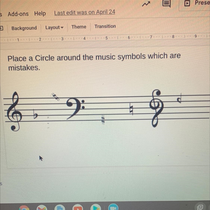 Place a circle around the music symbols that are mistakenly-example-1