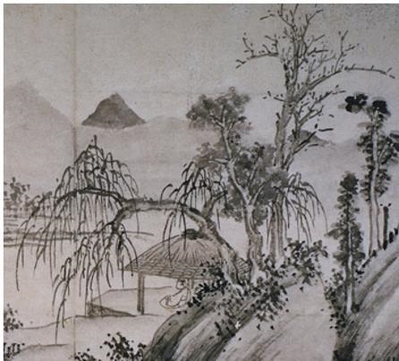 Which statement is true about Shen Zhou's Chinese painting? Group of answer choices-example-1