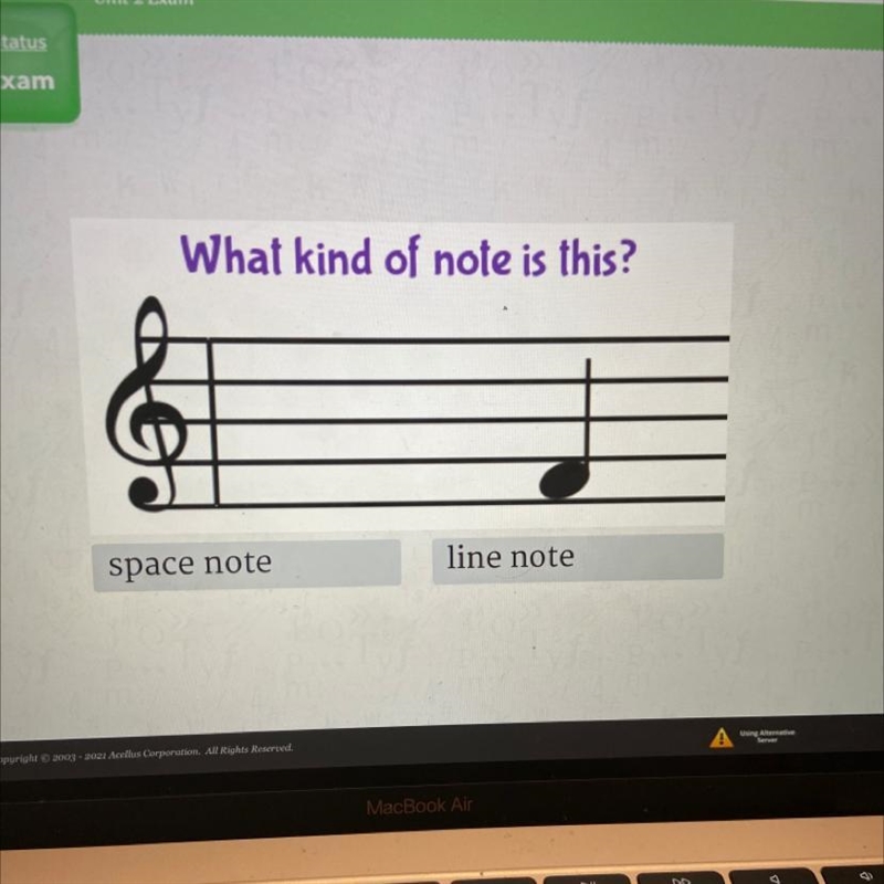 What kind of note is this? line note space note-example-1