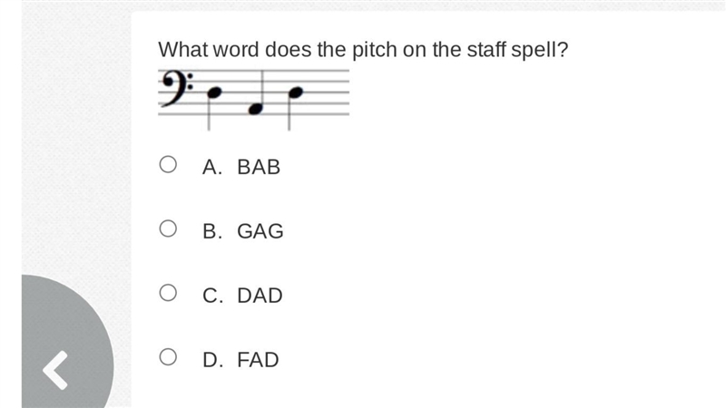 What word does the pitch on the staff spell?-example-1