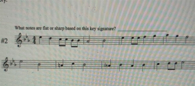 What notes are flat OR sharp based on this key signature? PLEASE HELP ME​-example-1