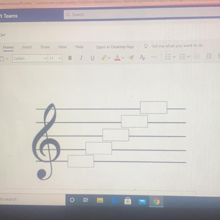 Identify the pitches for the lines and spaces of the treble clef-example-1