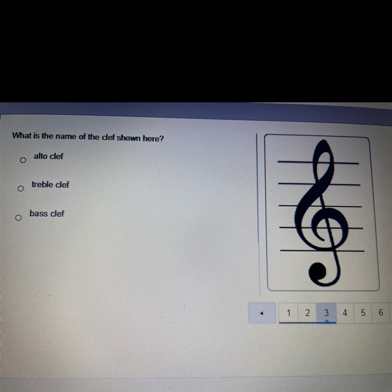 What is the name of the def shown here? alto clef o treble clef o bass clef o 5 6 7 8 9 1 3 4 2.-example-1