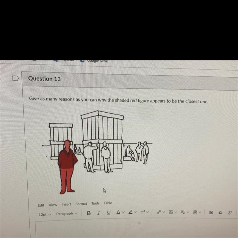 Give as many reasons as you can why the shaded red figure appears to be the closest-example-1