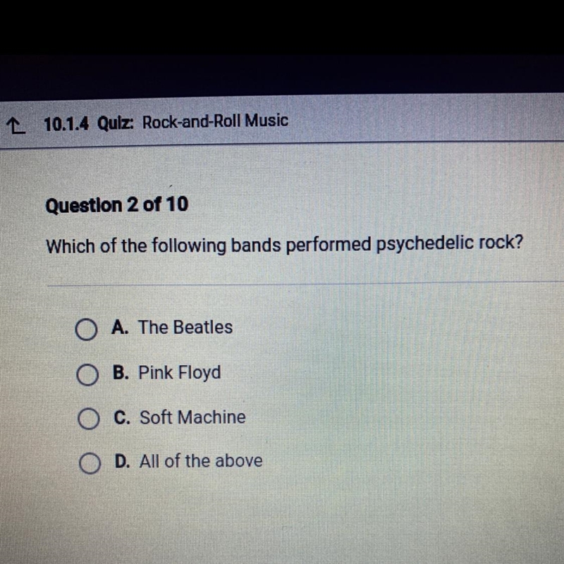 Which of the following bands performed psychedelic rock?-example-1