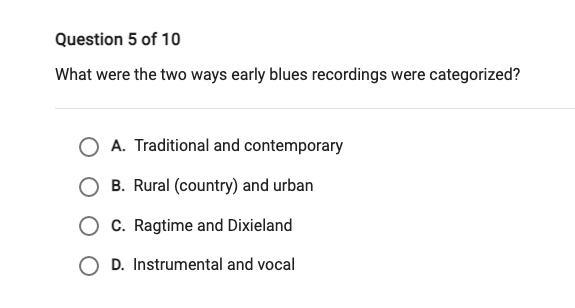 What were the two ways early blues recordings were categorized??-example-1