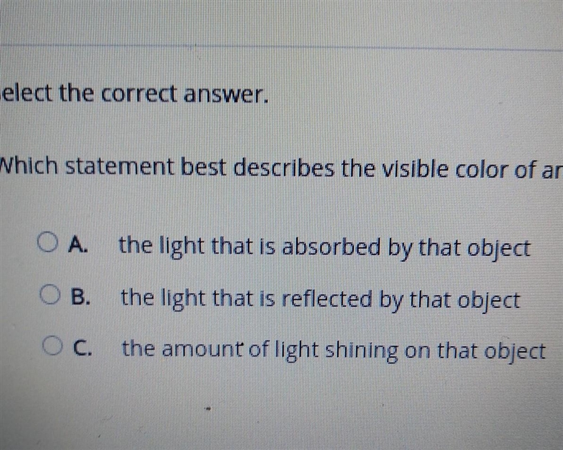 Which statement best describes the visor color of an object? ​-example-1