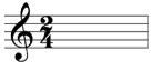 The time signature on the staff would indicate a meter of two measures per beat four-example-1