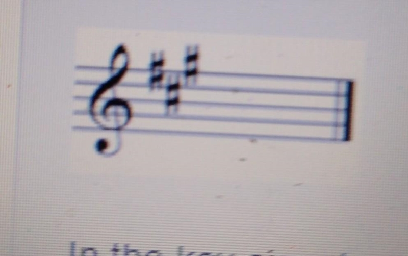 In the key signature shown, which notes should be sharped? OA, E, and B OC. G. and-example-1