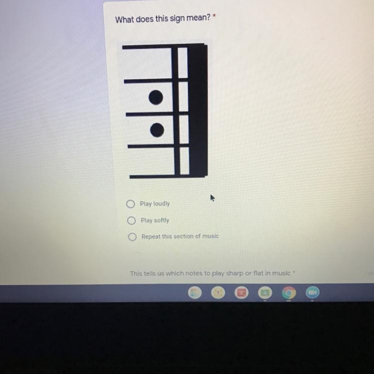 What does this sign mean? A. Play loudly B. Play softly C. Repeat this section of-example-1