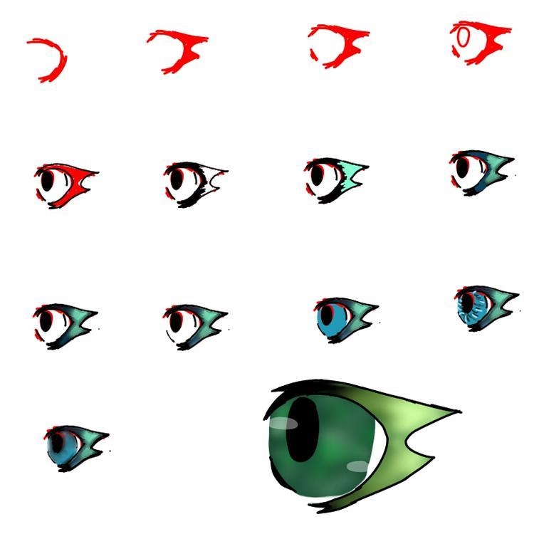 How do you draw pretty cartoonish eyes simply? ​-example-1