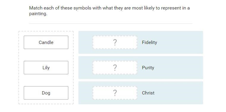 Match each of these symbols with what they are most likely to represent a painting-example-1