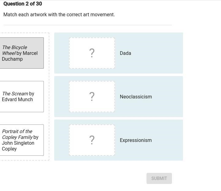 Match each artwork with the correct art movement-example-1