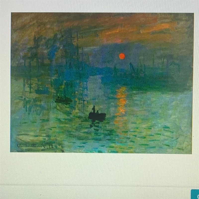 4. Look at the painting below. Name the painting, the artist, and the art movement-example-1