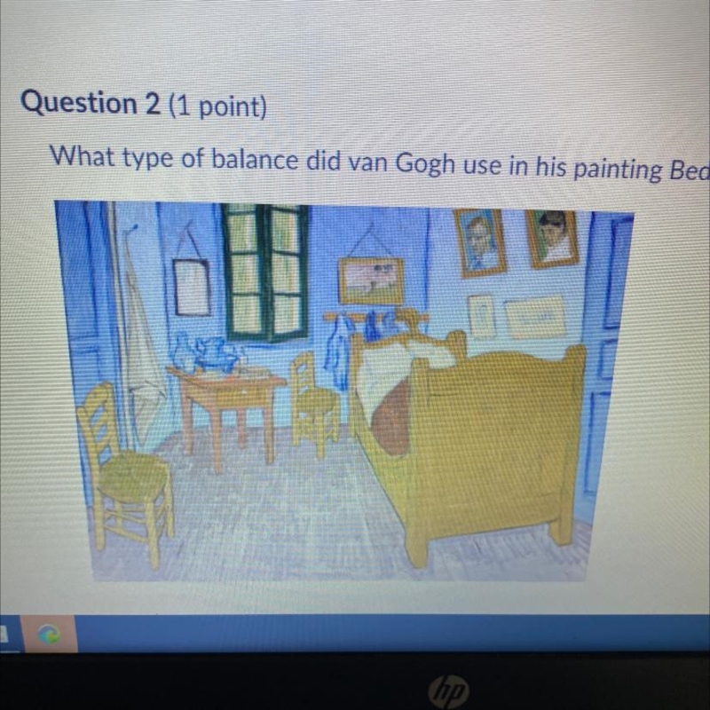 What type of balance did van Gogh use in his painting Bedroom at Arles? asymmetrical-example-1