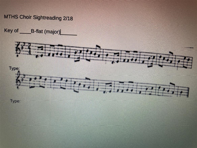 Can anyone solve this sight reading for me please? It’s in the key of B-flat (major-example-1