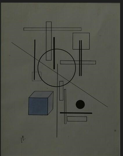 What types of shape is being featured in El Lissitzky’s “Composition” from 1920? A-example-1