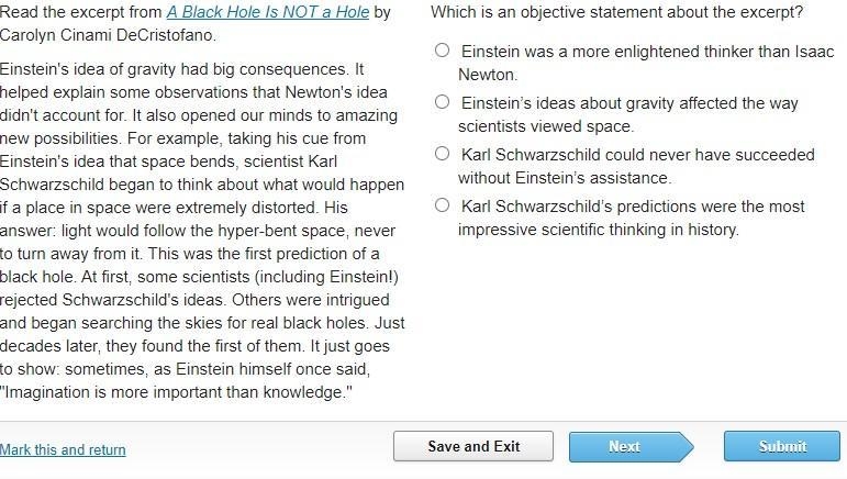 Which is an objective statement about the excerpt?-example-1