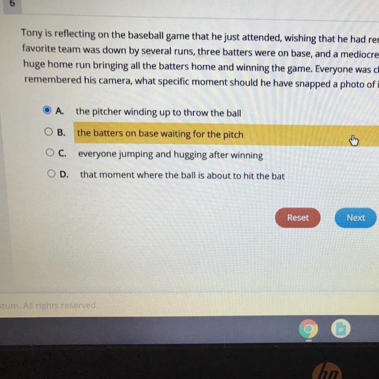 Tony is reflecting on the baseball game that he just attended, wishing that he had-example-1