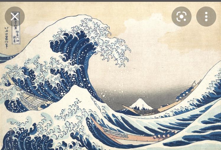 Sketch of the great wave of kanagawa. just draw a sketch of that wave please, it doesn-example-1