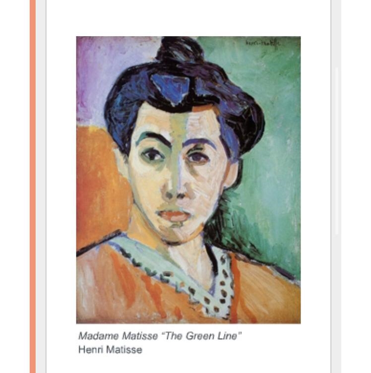 Which of the following conventions of Fauvism did Henri Matisse use in Madame Matisse-example-1