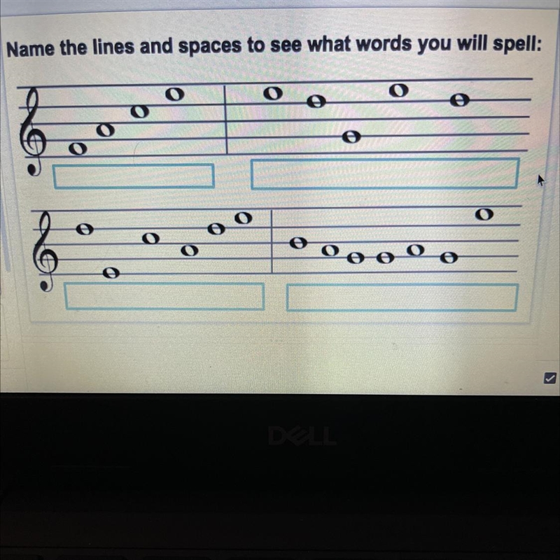 PLEASE HELP QUICK Name the lines and spaces to see what words you will spell:-example-1