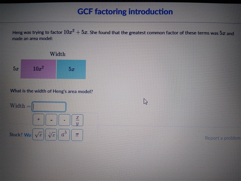 What is the width of Heng's area model?-example-1