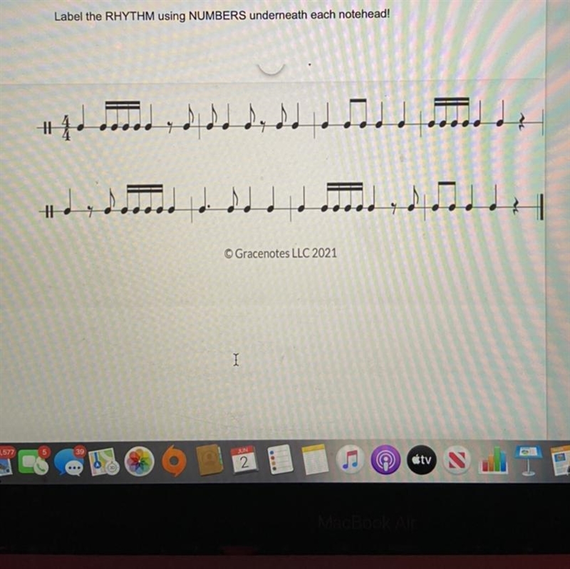 Label the rhythm using numbers underneath each notehead PLEASE HELP!-example-1