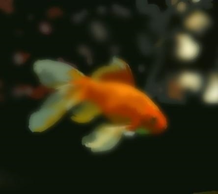 Hi everyone which art work should i turn in for my finals? a mermaid or this goldfish-example-1