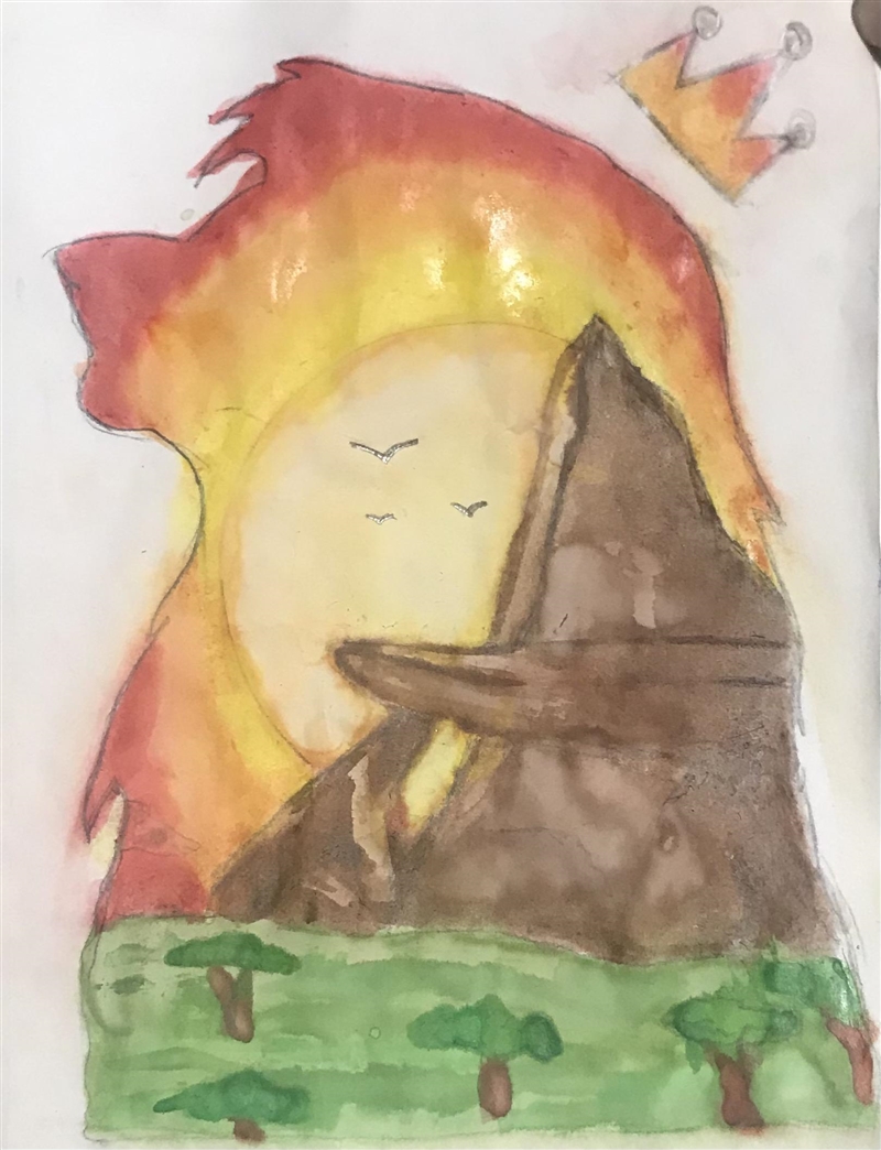 First time painting w/ watercolors, what yall think? (Art Project)-example-1