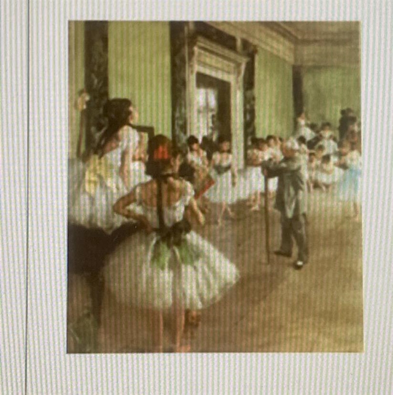 The image below is related to impressionism because of its: 1.) indoor setting 2.) formless-example-1