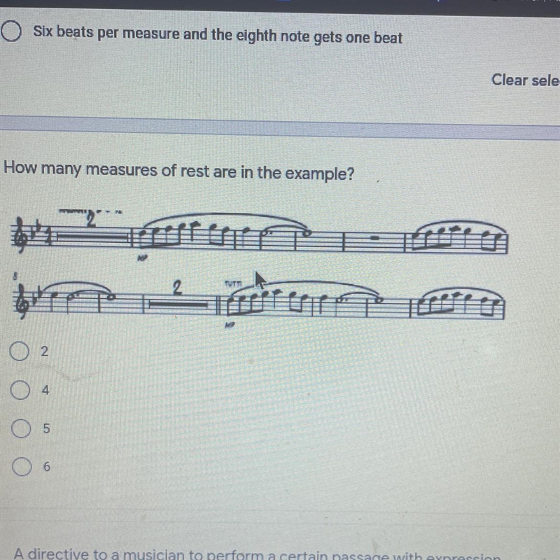 How many measures of rest are in the example?-example-1