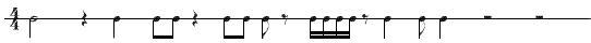 How many measures will this rhythm be divided into if you use a 4/4 time signature-example-1