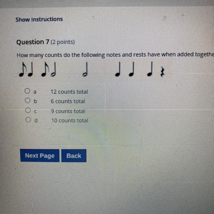 How many counts do the following notes have when added together? 12 counts total 6 counts-example-1