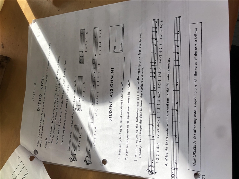 Help please!!!!! Lesson 13 Doted Notes Questions 1-3 And tell me the beats and note-example-1