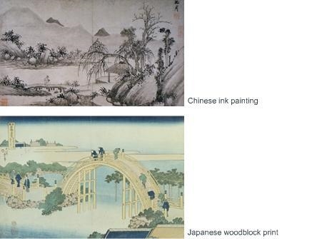 In what way are the Chinese painting and Japanese print similar? A. They both have-example-1