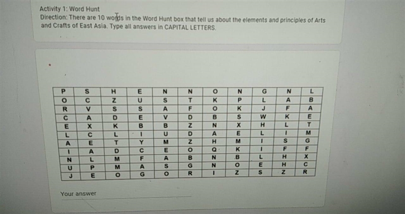 Direction: There are 10 words in the Word Hunt box that tell us about the elements-example-1