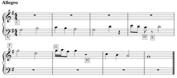 In the music above, what letter in a box is next to the Treble Clef? *-example-1