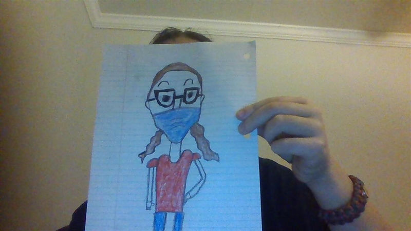 Ok, so I had to do a pandemic project in art class. I basically had to draw myself-example-1