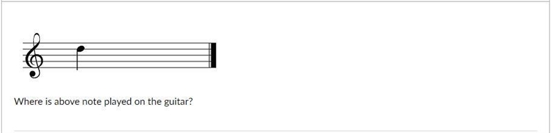 Where is above note played on the guitar? Group of answer choices Second string, third-example-1