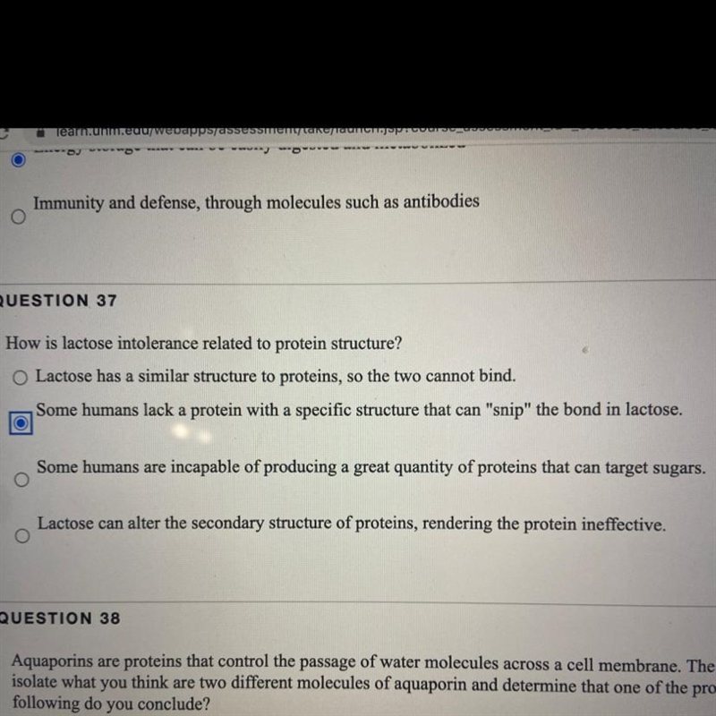 How is lactose intolerance related to protein structure? A.Lactose has a similar structure-example-1