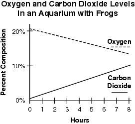 Scientists placed frogs in a closed aquarium. They measured the amount of oxygen and-example-1