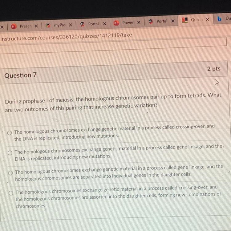 What are two outcomes of this pairing that increases genetic variation-example-1