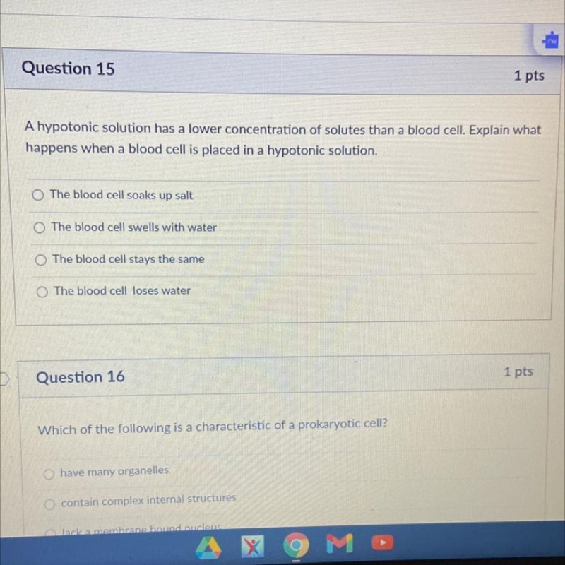 A hypotonic solution has a lower concentration of solutes than a blood cell. Explain-example-1