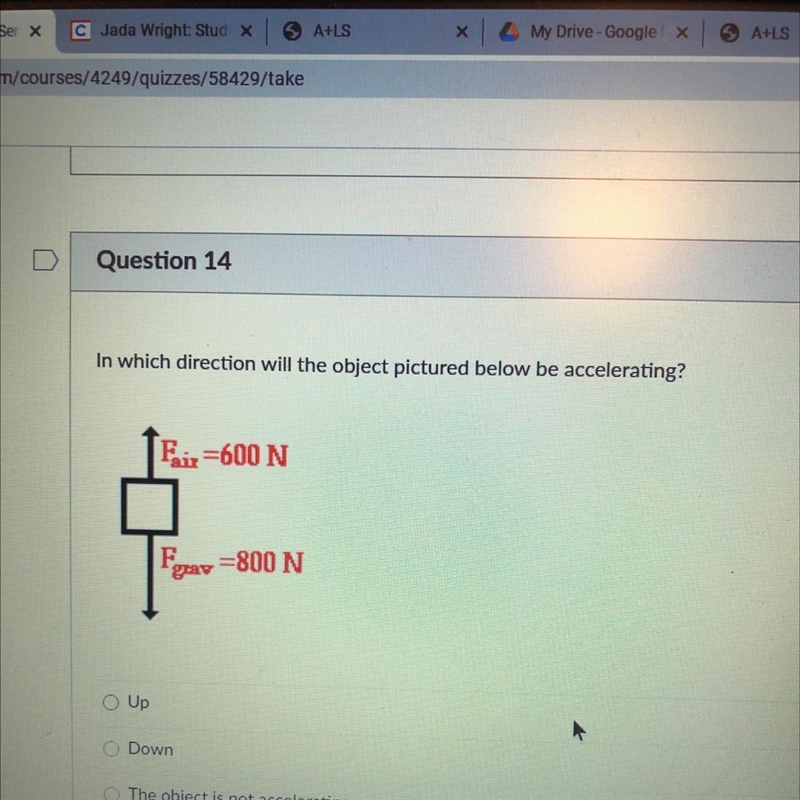 In which direction will the object pictured below be accelerating?-example-1